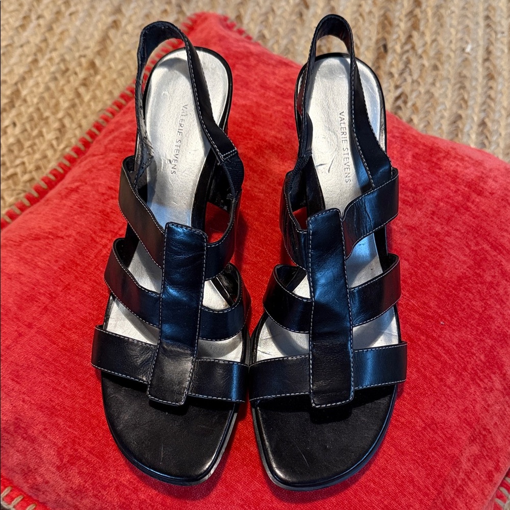 Valerie Stevens Black Strappy Sandals